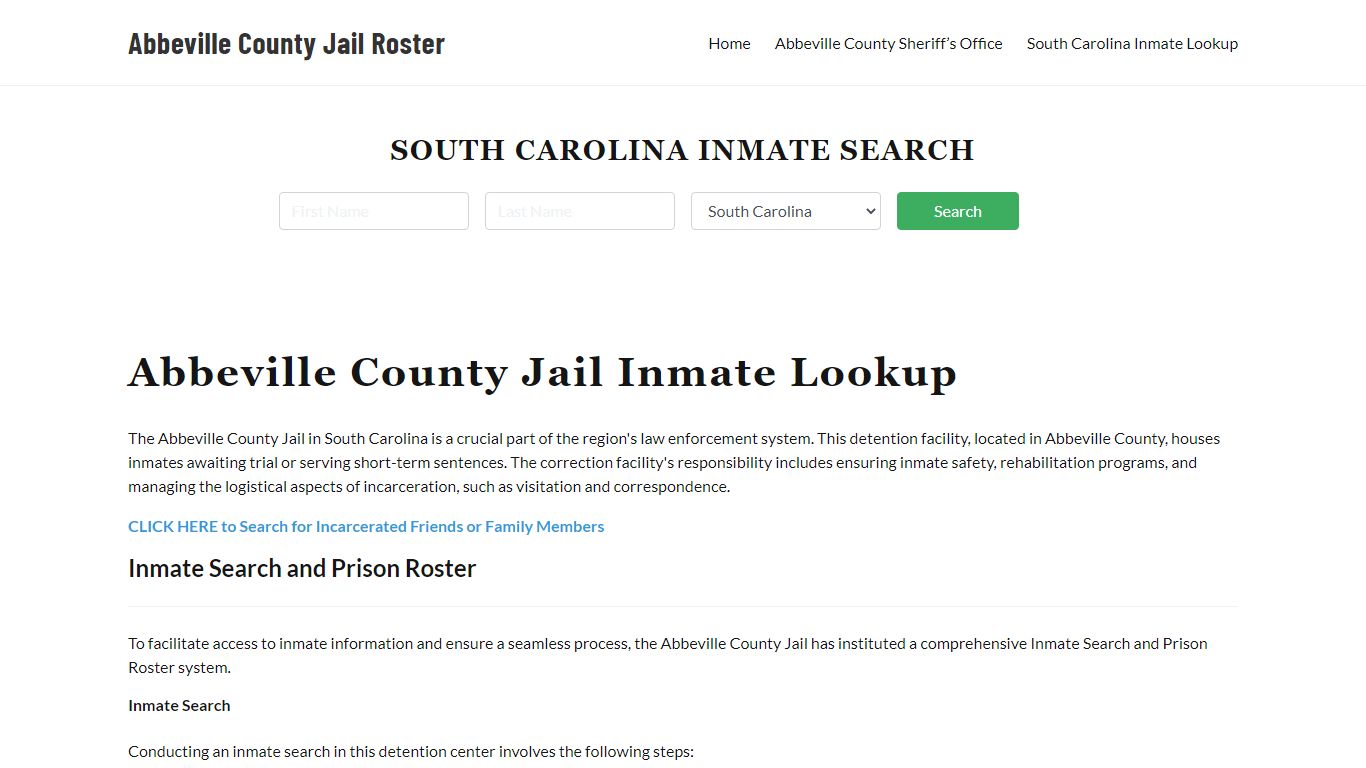 Abbeville County Jail Roster Lookup, SC, Inmate Search