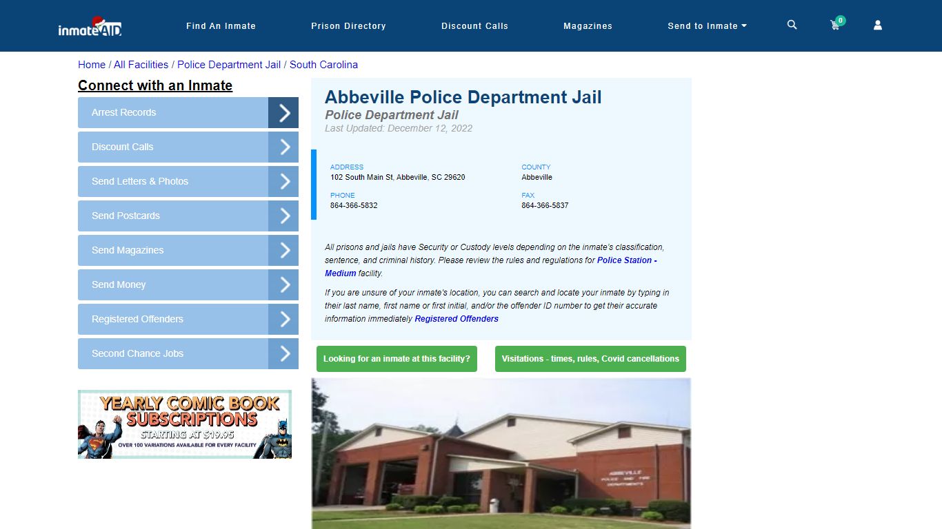 Abbeville Police Department Jail & Inmate Search - Abbeville, SC