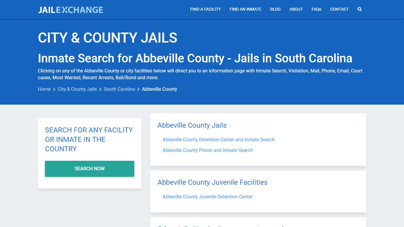 Inmate Search for Abbeville County | Jails in South Carolina